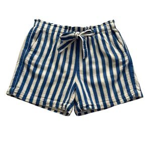 J.Crew Stripe Paperbag Waist Short SzS Blue White High Rise Tie Belt Lagenlook